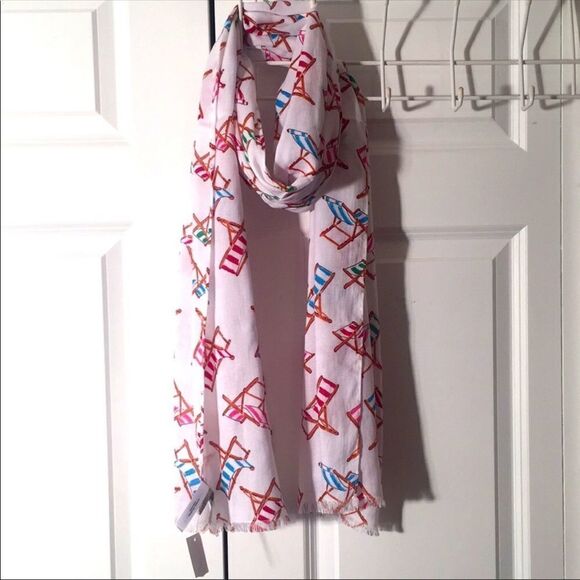 Talbots Rare Lounge Chair Print Summer Scarf Wrap - Picture 2 of 6